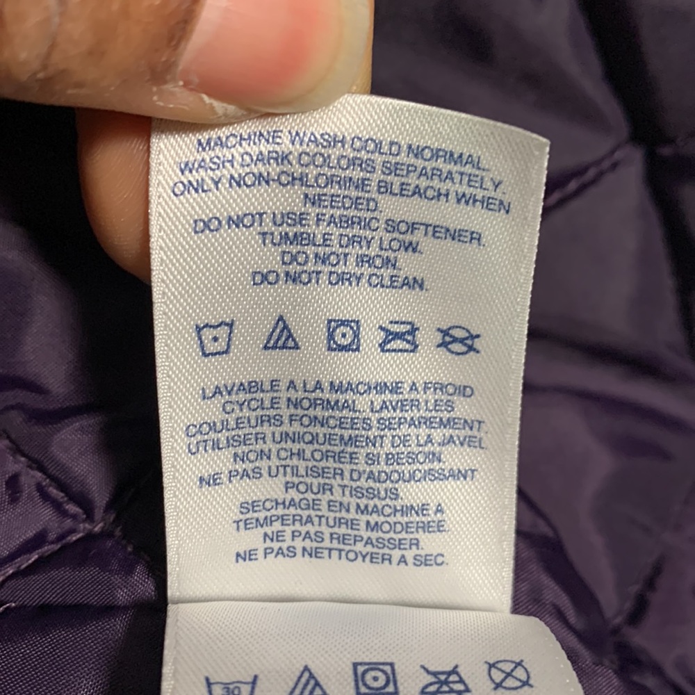 Lands’ End Parka Purple Medium Windbreaker Fleece Lined Full Zip Detachable Hood - Picture 12 of 17
